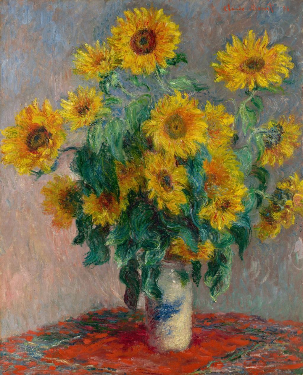 oil painting bouquet sunflowers by claude monet