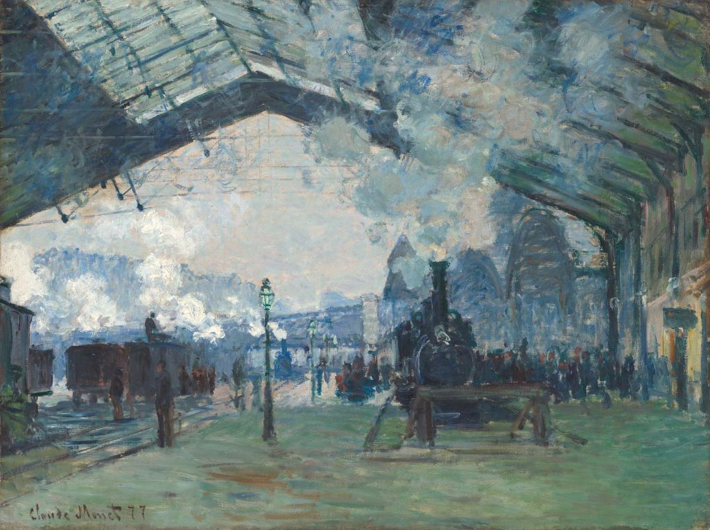 oil painting normandy train gare saint lazare by claude monet