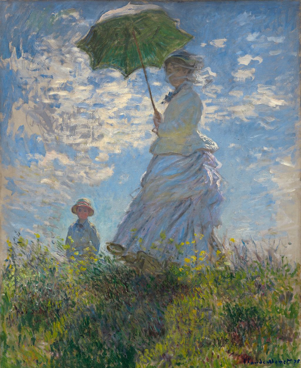 oil painting woman parasol by claude monet
